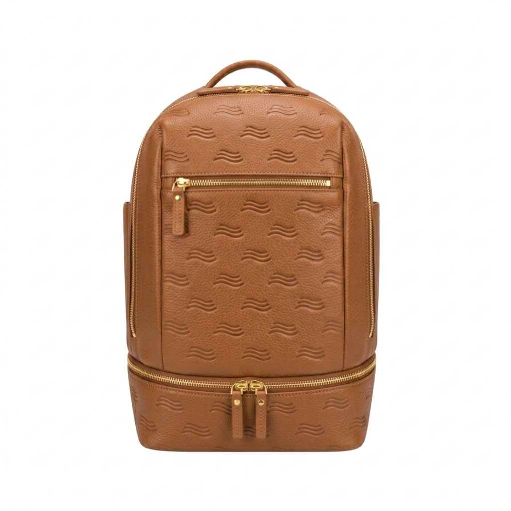 Travel Backpack in Classic Camel — front